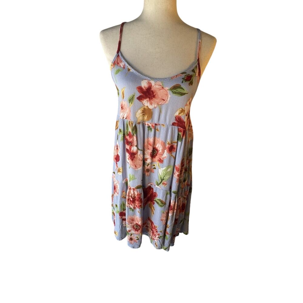 Chris & Carol Light Blue Floral Backless Sundress